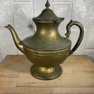 Antique Silver on Copper Serpent Spout Teapot - Farmhouse Kitchen Decor