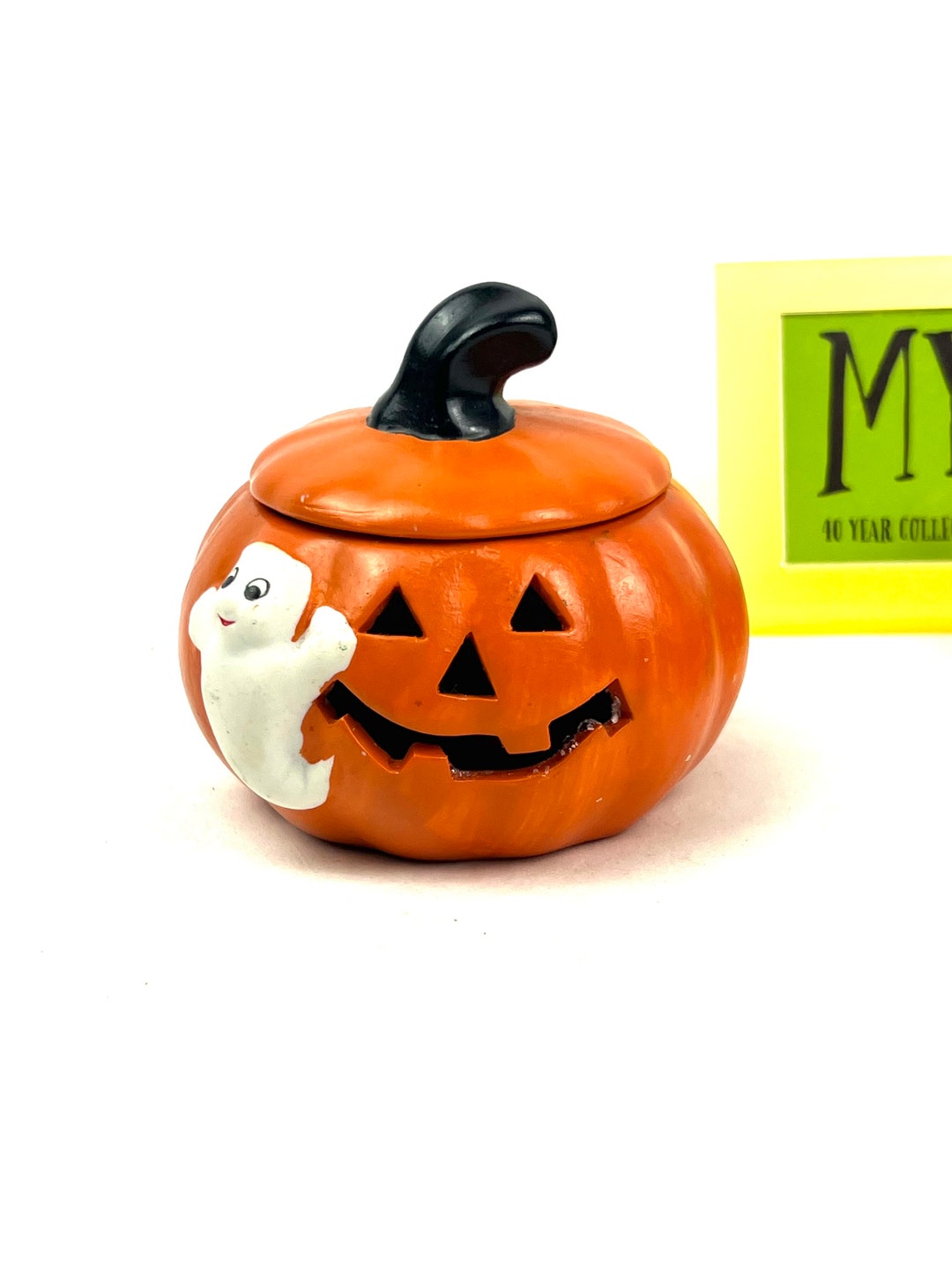 Vintage Ceramic Jack O Lantern Candy Dish With Ghost Candleholder - Etsy