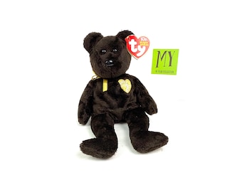 Peluche de oso de peluche TY Signature, color marrón y dorado, coleccionable, vintage, 2003