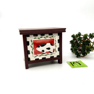 Vintage Ceramic Pig Drawer Box: Hand-Painted Wooden Trinket Box