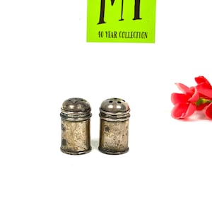 Antique Mini Sterling Silver Salt and Pepper Shakers - Individual Shakers - Antique Wilcox and Wagoner Sterling - My40YearCollection