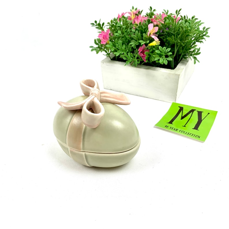 Vintage Fitz and Floyd Japan Easter Egg With Pink Bow Trinket Etsy