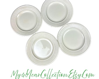 Vintage Wedgewood Edme Bread Plates: Off-White Ribbed China, Set of 4
