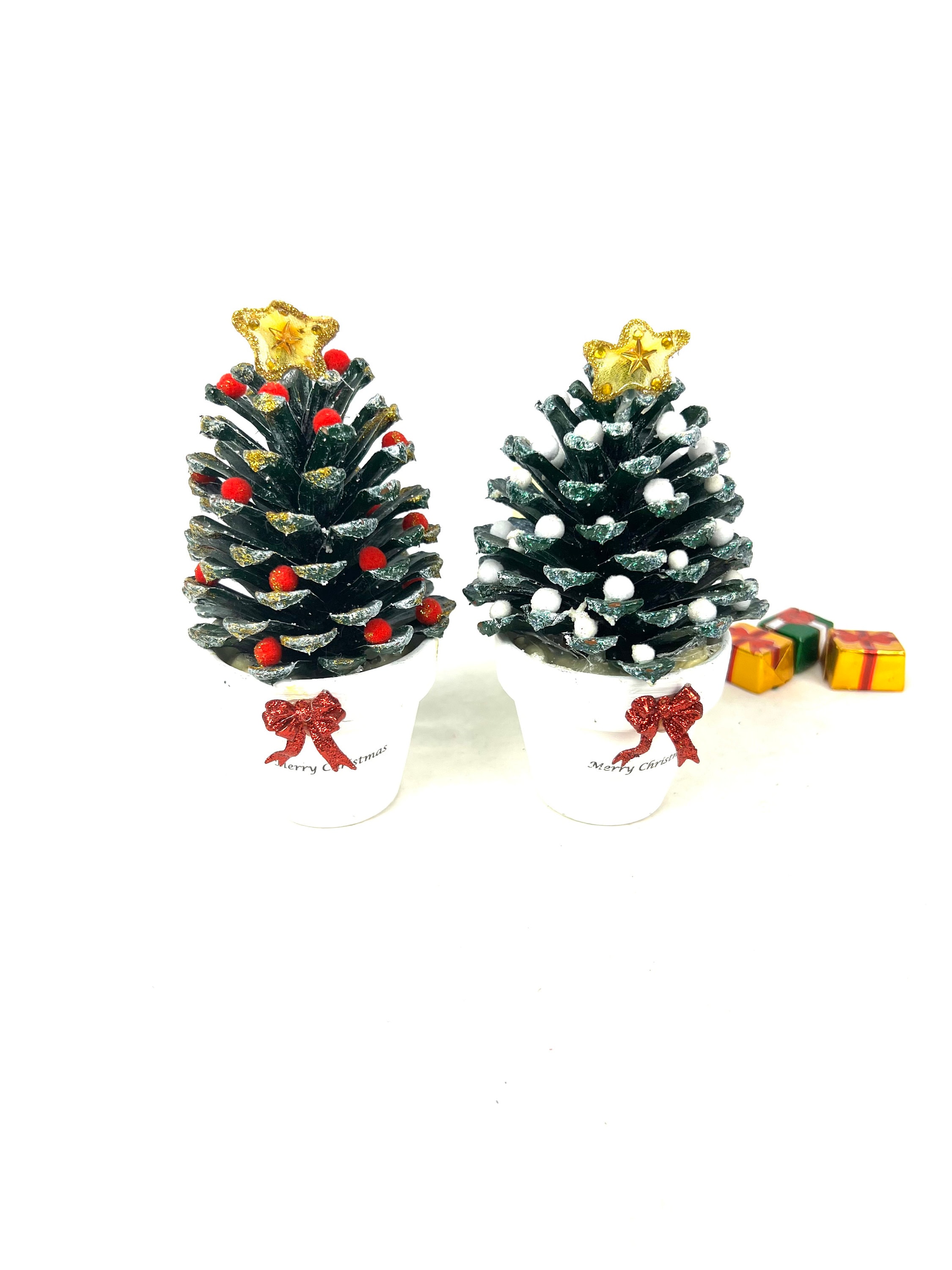 24 Mini Pigne Rosse Austriache Per Decorazione 5-7,6 Cm - Set Artigianale Per Natale E Addobbi Rustici
