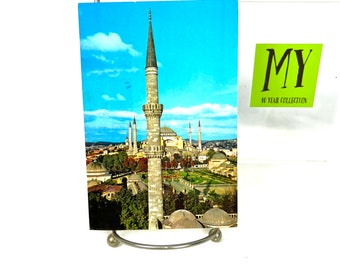 Vintage Postcard - Istanbul, Turkey  - Blue Mosque - St Sophia Mosque  - Posted 1977 Air Mail Turkish Vintage Stamps - My40YearCollection
