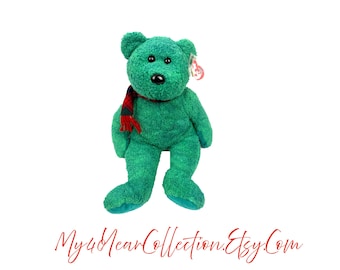 TY Beanie Babies - Wallace the Green Bear With Plaid Scarf - Rare TY Beanie Babies - Wallace the Green Bear With Plaid Scarf - Rare