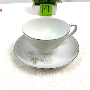 Vintage Noritake Rosay 6216 Flat cup & Saucer Set Made in Japan My40YearCollection
