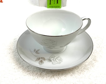Vintage Noritake Rosay 6216 Flat cup & Saucer Set Made in Japan My40YearCollection