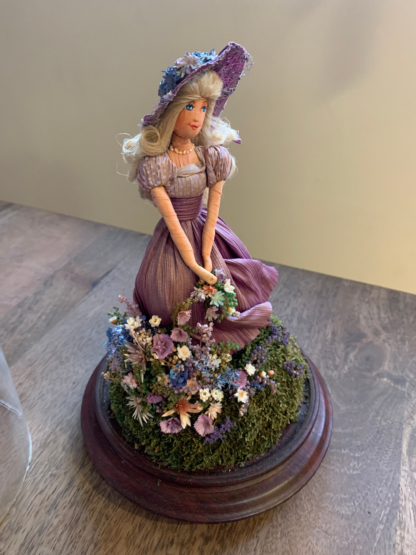 Vintage Peggy Kilgore 1989 Corn Husk Doll in Glass Dome Etsy