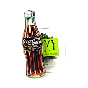 Vintage Coca Cola Bottle Shaped Tin Canister - Collectible - Missing Original Pen - One Side Valcro Lined Inside - My40YearCollection