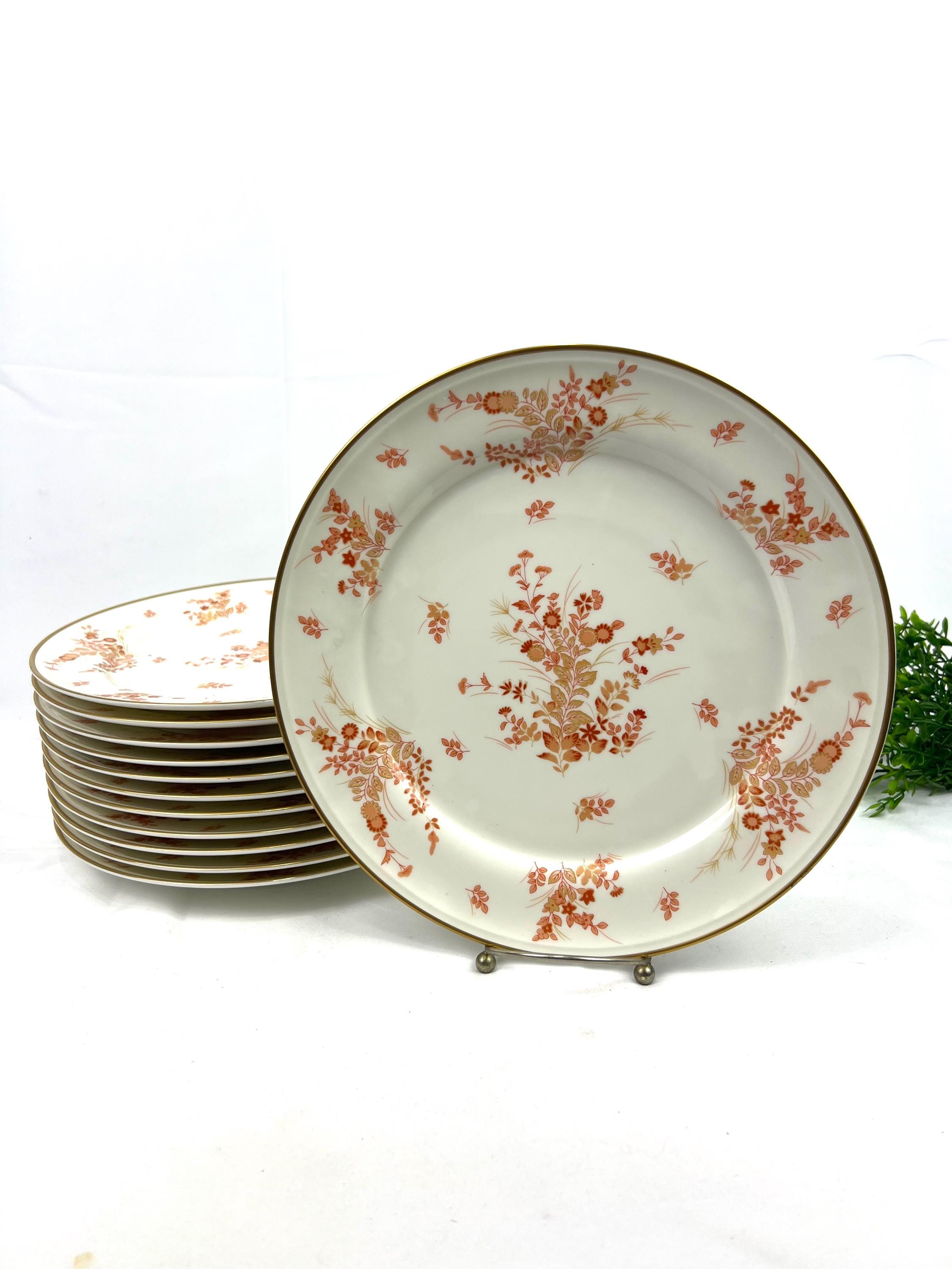 Orange flowers vintage dinner plates - Etsy 日本