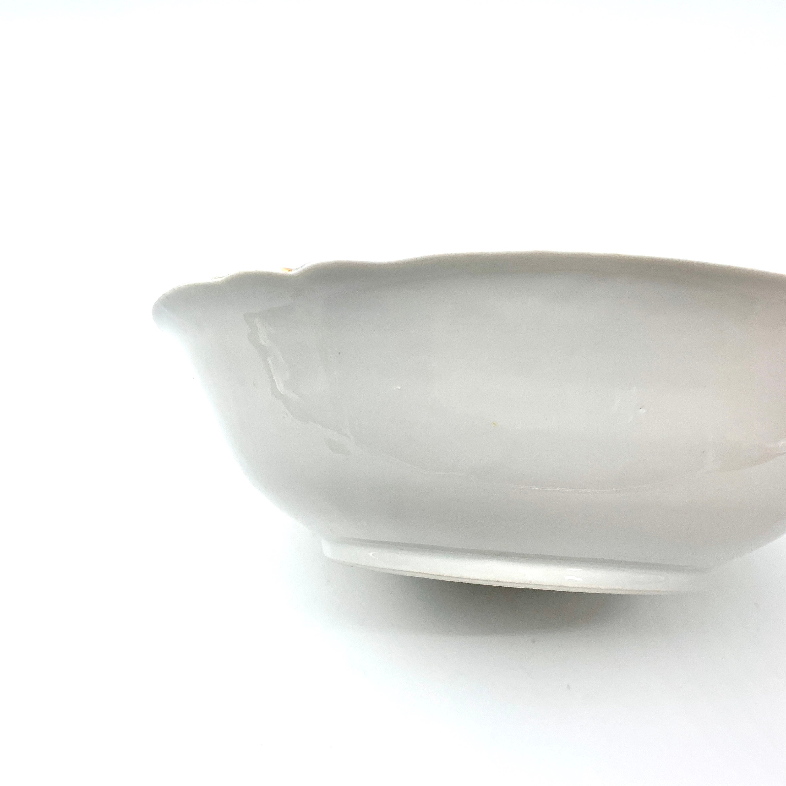 Vintage Porcelain Salad Serving Bowl Pink and Amber Roses Blue Leaf ...