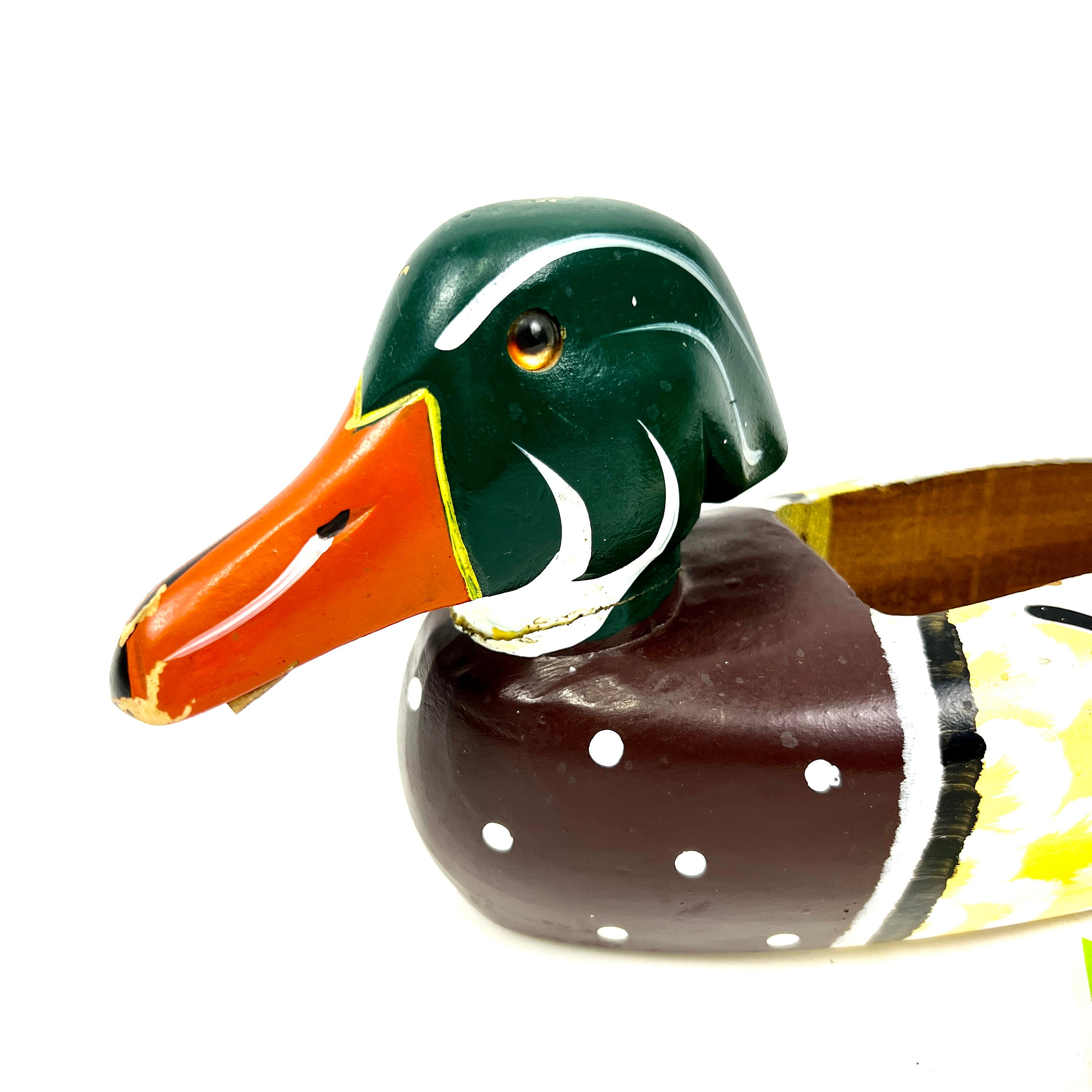 Vintage Wooden Handpainted Duck Decoy Rustic Mallard Duck Etsy
