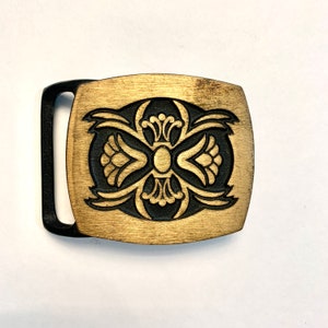 Vintage Tech Ether Gilding Inc 1978 Solid Brass Belt Buckle&quot;Narcissis&quot; Flower Pattern
