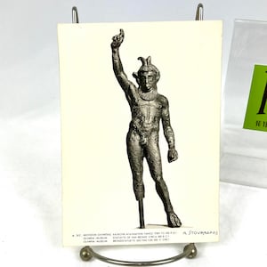 Cartolina d'epoca - Museo di Olimpia - Grecia - Statuetta di Pan in bronzo - Cartolina fotografica - Ephemera My40YearCollection