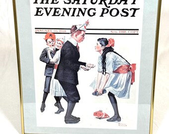Framed Saturday Evening Post Print, 1918 Cover Art Reproduction