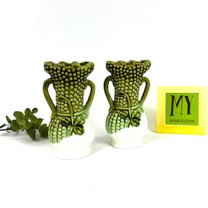Vintage Japan Vase: Teal Ceramic Bean Sprout Pitcher With Woolworths Sticker
