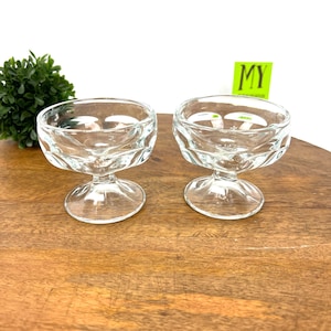 Two Vintage Federal Glass Clear Low Sherbet Cups - Fruit Cups - Colonial Pressed Glass - Ice Cream Cups - My40YearCollection