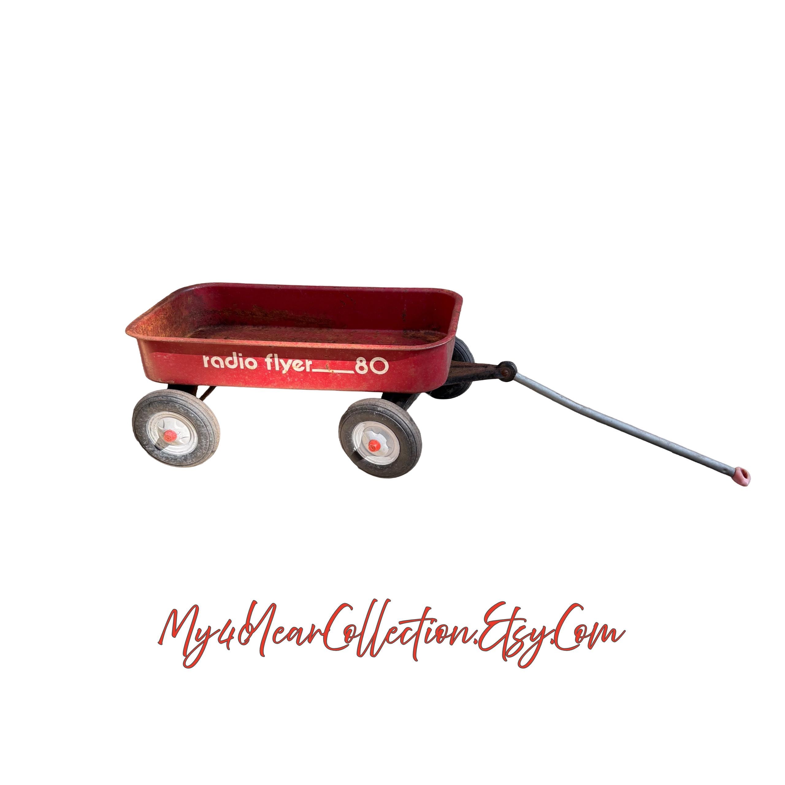 Vintage Radio Flyer 80 Red Wagon • Metal Toy Cart Decor • Rustic