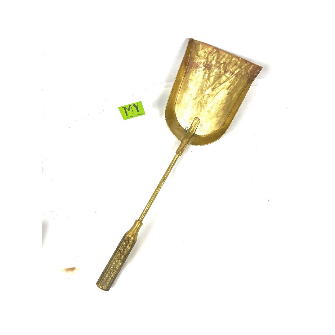 Vintage Solid Brass Solid Wideash Shovel Coal Shovel Polished Stained