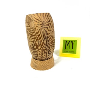 Vintage Handcarved Wooden Egg Vase: Leon Nicaragua Souvenir