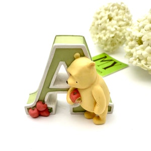 Vintage Classic Winney The Pooh Michel and Company Alphabet Figurine Letter A for Apple Figurine Wall Decor My40YearCollection