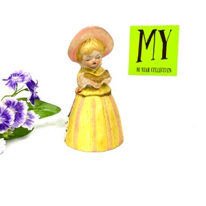 Vintage Merri Belle Angel Bell: Bisque Porcelain Girl Figurine with Dog