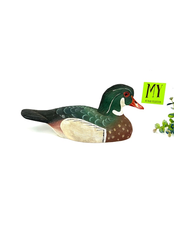 Vintage Hand Carved Wood Duck Decoy: Signed Joe Revello, Mancave