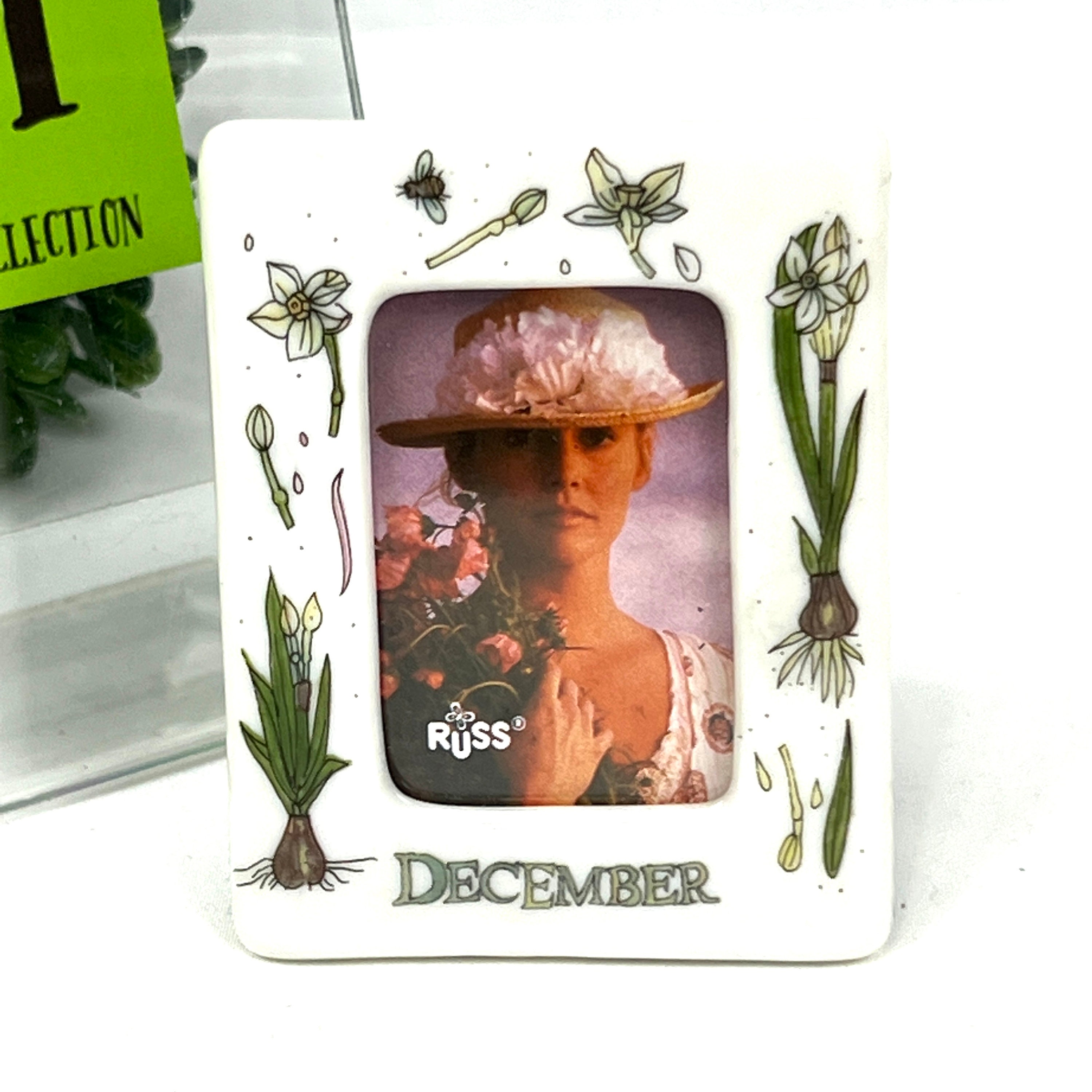 Vintage Russ Petite Fleurs Porcelain Picture Frame, December