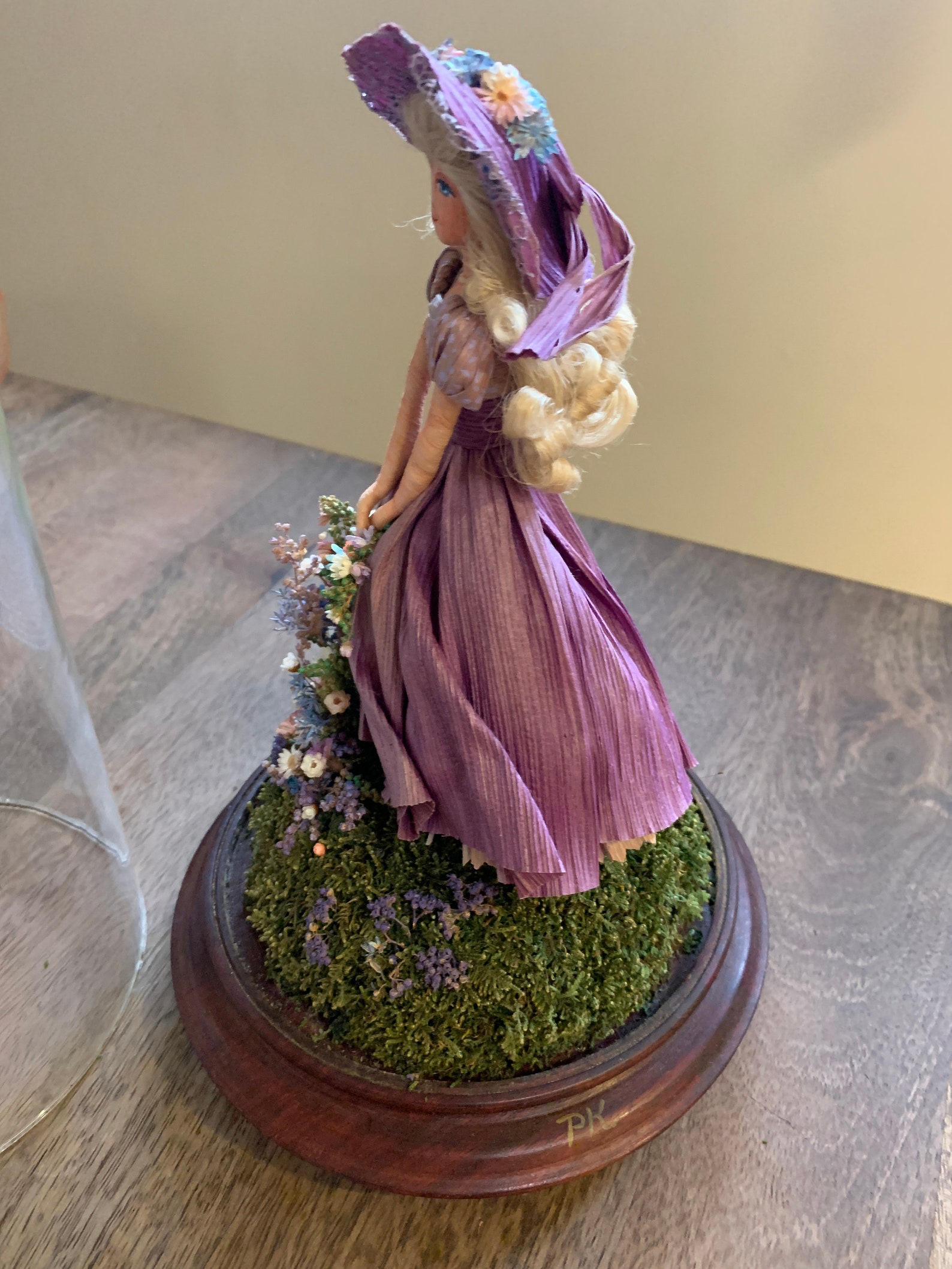 Vintage Peggy Kilgore 1989 Corn Husk Doll in Glass Dome Etsy