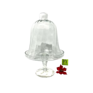 Vintage Klarglasfuß Glocke Cloche Dome - Tarnow Poland - Hoher Glasabdeckungsständer - My40YearCollection