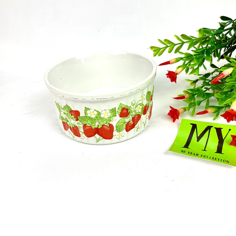 Vintage Action Strawberry Stoneware Ramekin Single Souffle Etsy