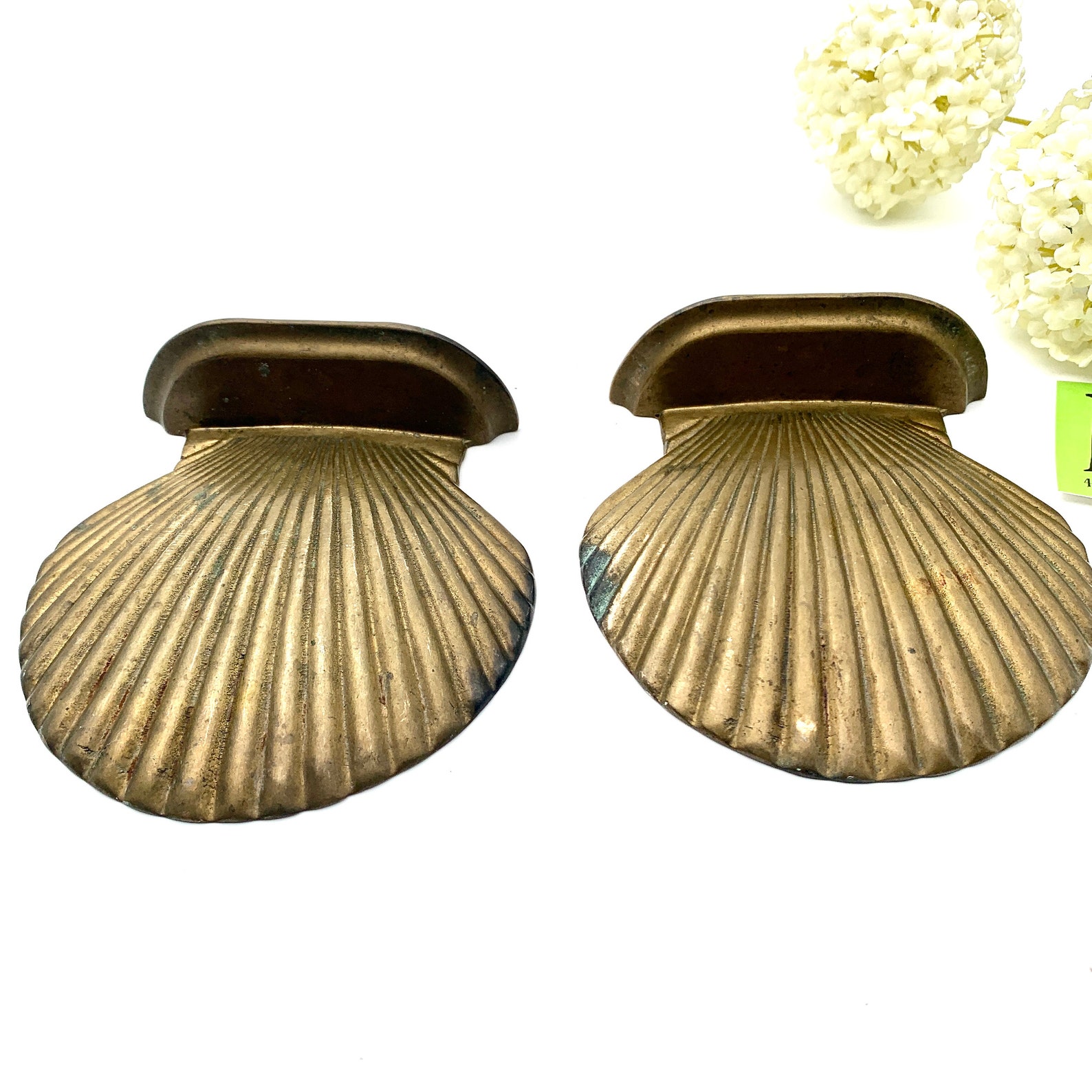Vintage Solid Brass Clam Shell Bookends Brass Coastal Decor Etsy