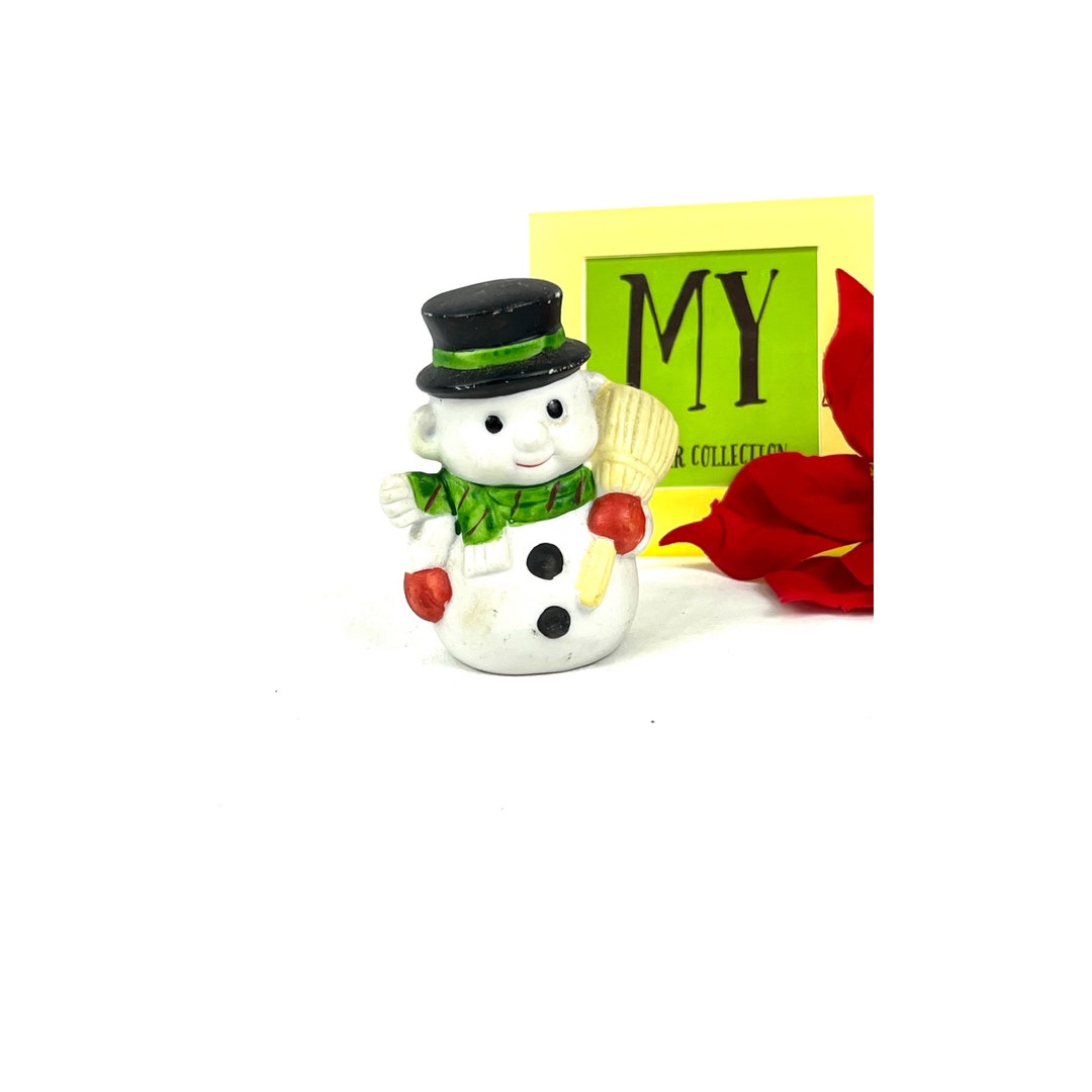 Vintage Ceramic Small Snowman Figurine Mini Frosty Snowman Etsy
