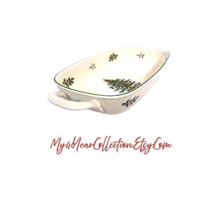 Cestino per il pane rettangolare con albero di Natale Spode, piatto da portata vintage per le feste, Inghilterra immagine 5