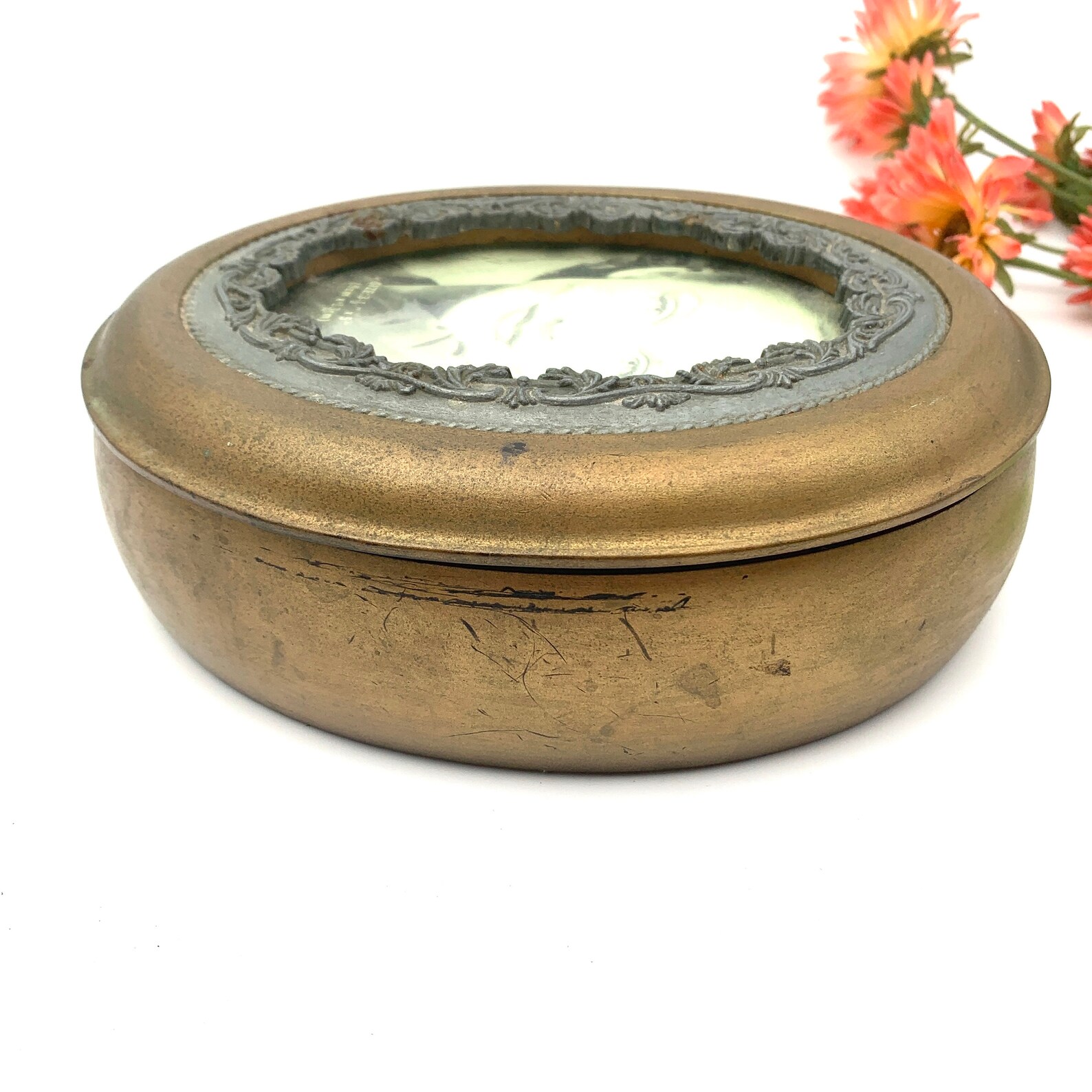 Vintage Oval Photo Frame Jewelry Box Composite Wooden Trinket Etsy