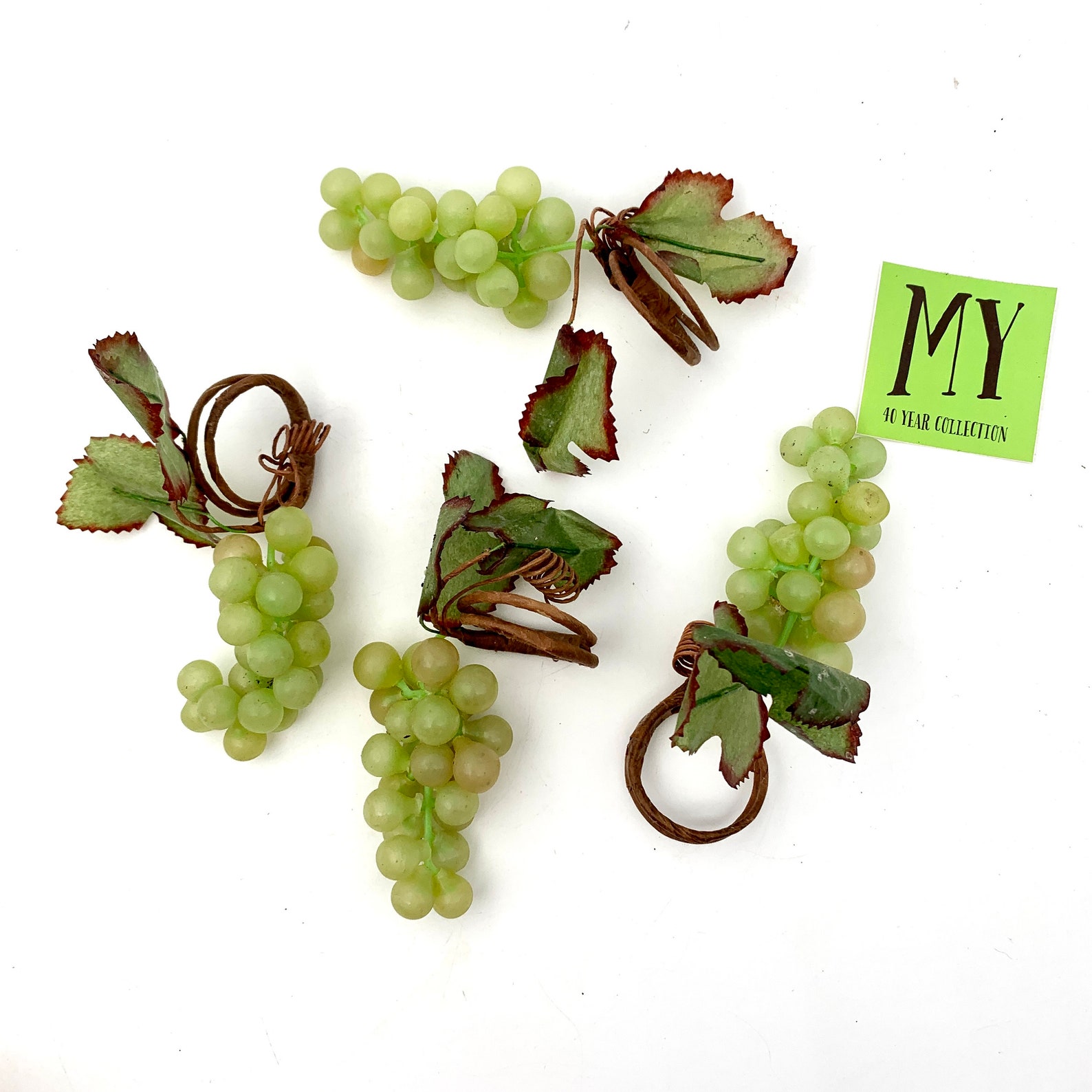 Vintage Set of Four Artificial Grape Napkin Rings Chardonnay Etsy