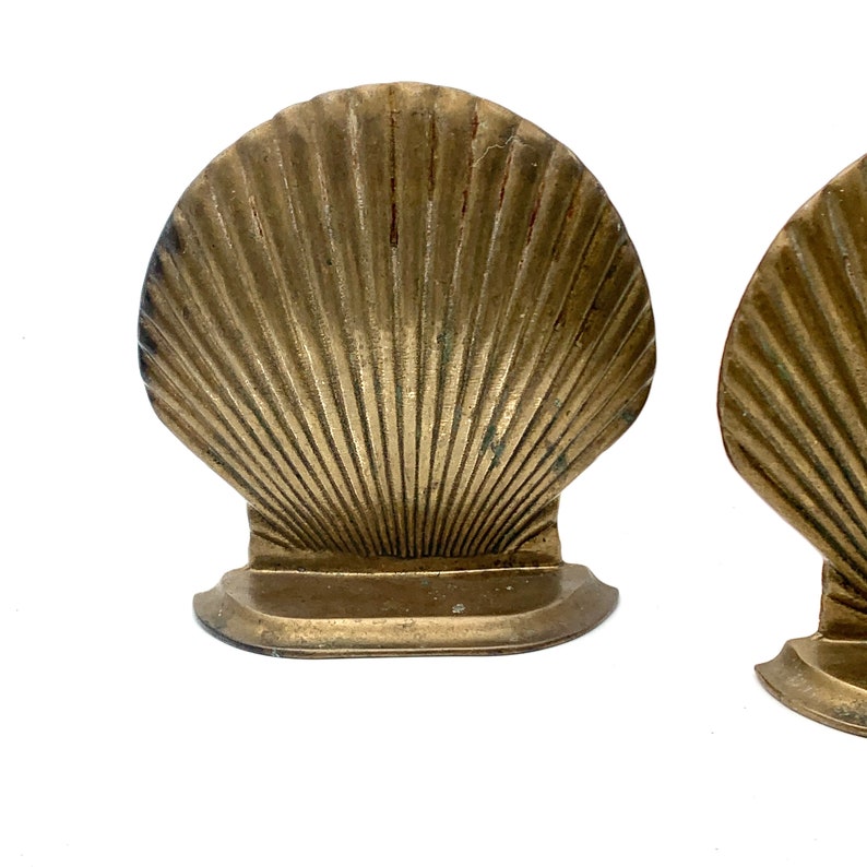 Vintage Solid Brass Clam Shell Bookends Brass Coastal Decor Etsy