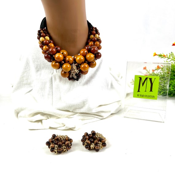 Vintage Artisan Necklace and Earrings Set - Layer… - image 10