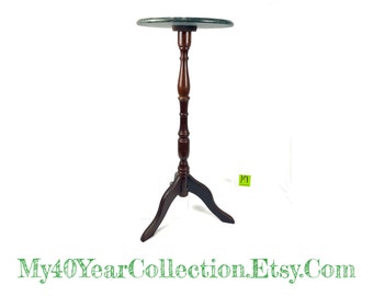 Vintage Side Table - Bombay Company - Mahogany and Marble Top Tripod Pedestal Stand Side Table - My40YearCollection