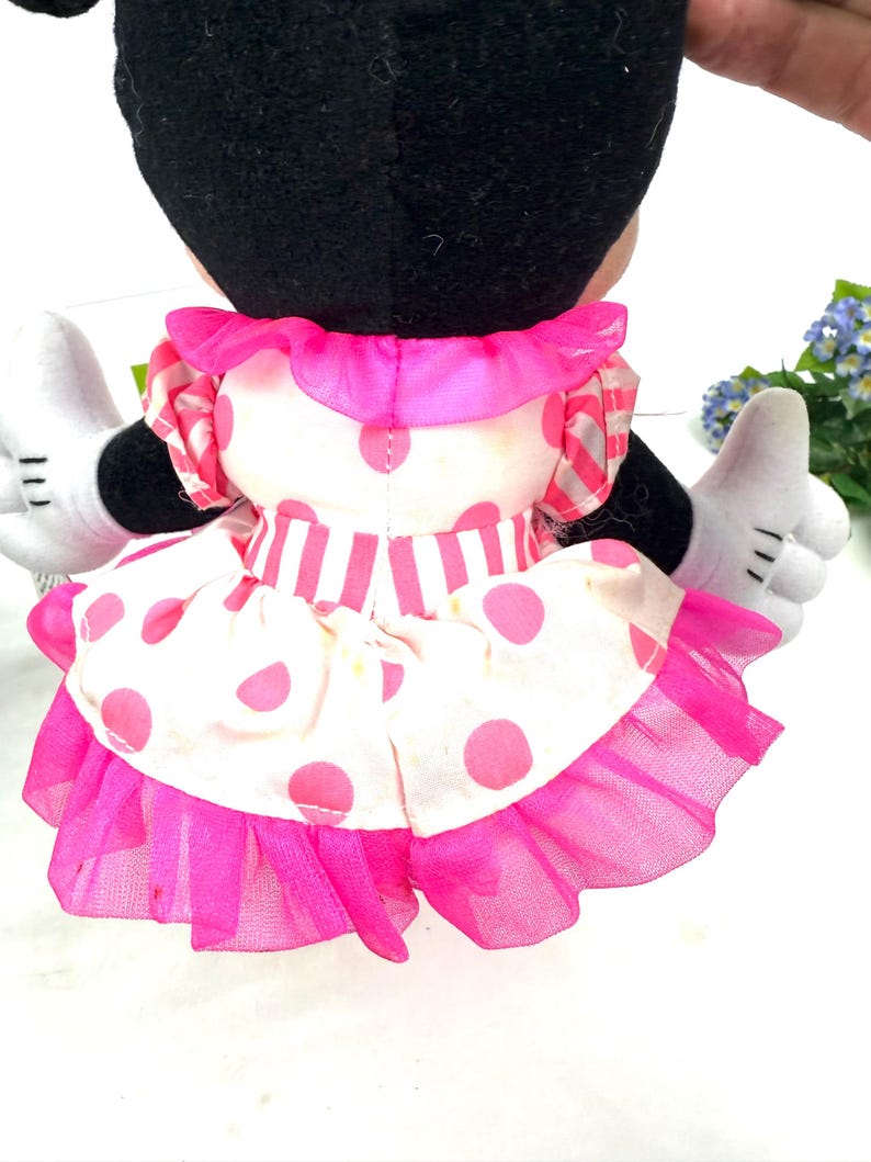 Vintage 1990-tals Mattel Minnie Mouse plysch med etiketter Mickeys prylar för barn bild 11