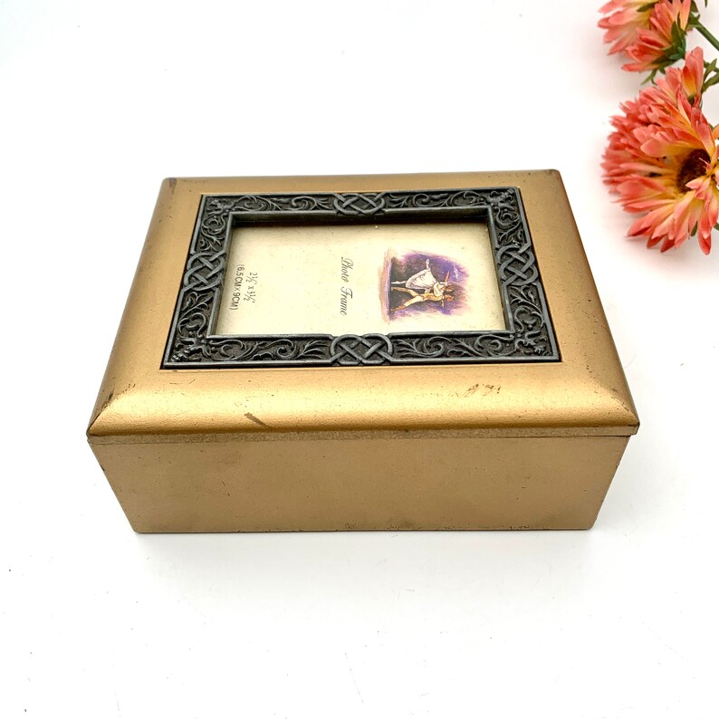 Vintage Small Rectangular Photo Frame Jewelry Box Composite Etsy