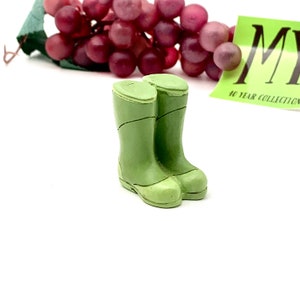 Adorable Vintage Miniature Resin Green Rain Boots Figurine Green Galoshes Dollhouse Decor Prop My40YearCollection