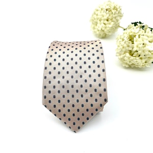 Vintage Dimitri All Silk Tie Beige with Blue Red Details Mens Cravat Elegant Italian Silk Tie My40YearCollection