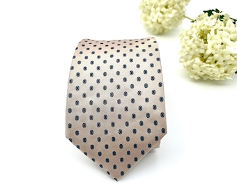 Vintage Dimitri All Silk Tie Beige with Blue Red Details Mens Cravat Elegant Italian Silk Tie My40YearCollection
