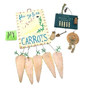 Vintage Metal Garden Carrot Sign Carrots Wind Chimes Honeybee Seeds Carrots Thyme Sing Farmhouse Decor My40YearCollection