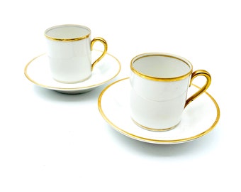 Pair of Hertel Jacob Demitasse Coffee Cups and Saucers Bavaria Germany Porcelain