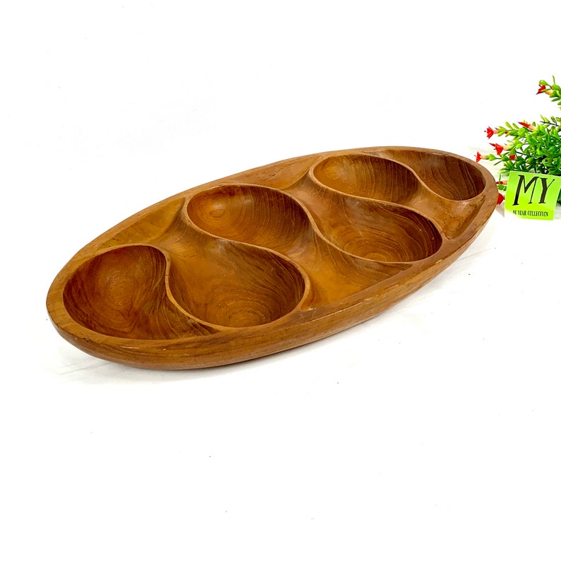 Stunning Large Oval Teak Wood Serving Tray Style of Laura - Etsy