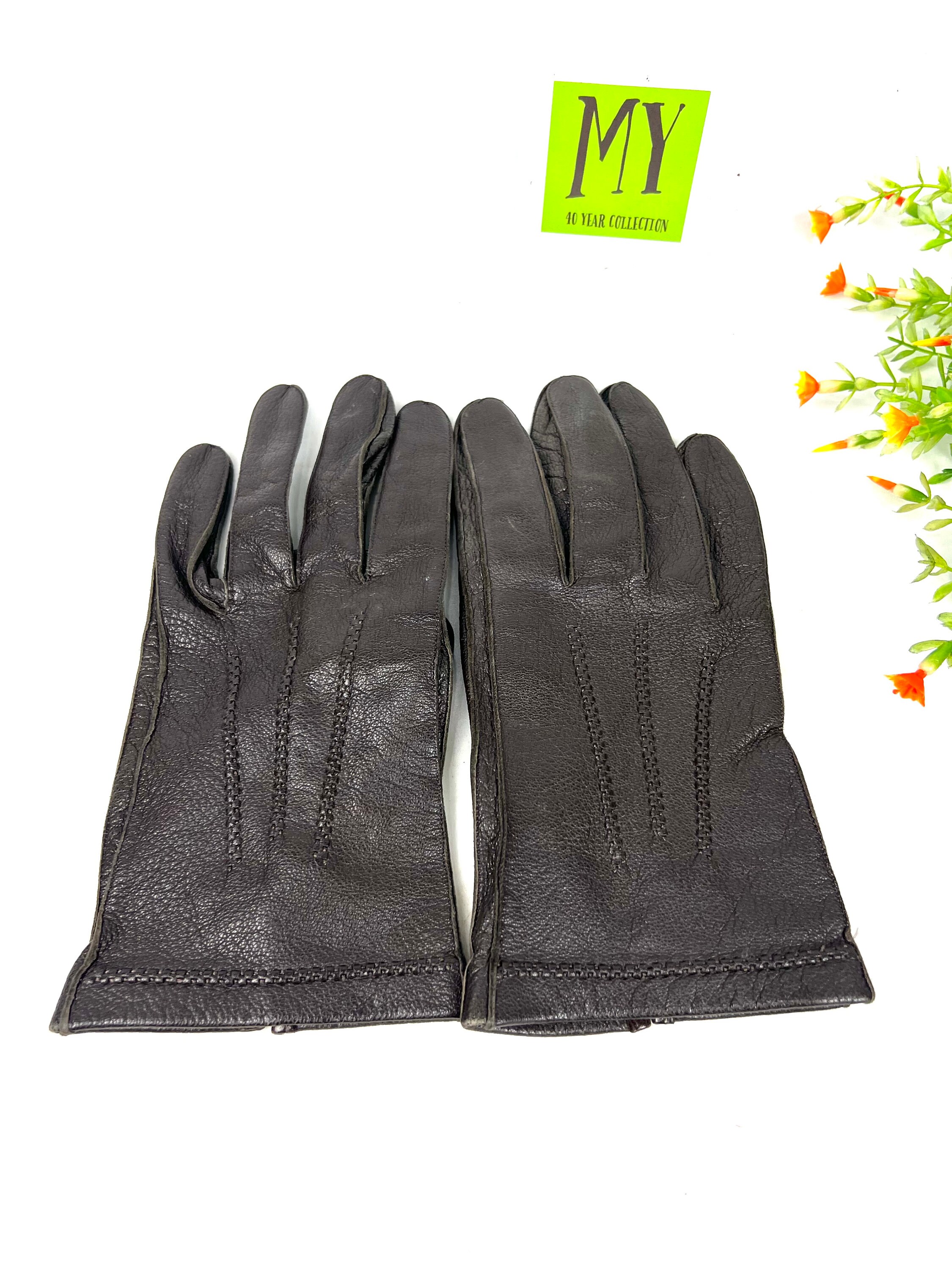 ヴィンテージ ダークブラウン 本革キッドレザーグローブ - メンズ