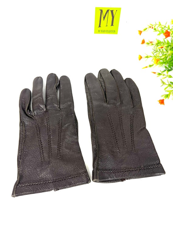 Vintage Gloves - Dark Brown - Genuine Kid Leather 